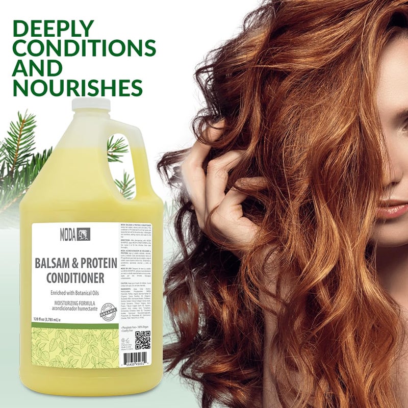 MODA - Moisturizing Conditioner for all Hair Types, Balsam and Protein, 128 Oz, Professional - Strengthens, Moisturizes, Leaves Hair Soft and Shiny, Adds Volume, Protects Color and Restore - Image 3